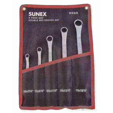 Sunex WRENCH SET 5PC FULLY POLISHED SAE DBL BX SU9950